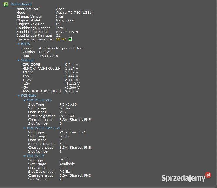 Intel Core i5 7400 3000 GHz Acer Aspire TC780 Międzychód