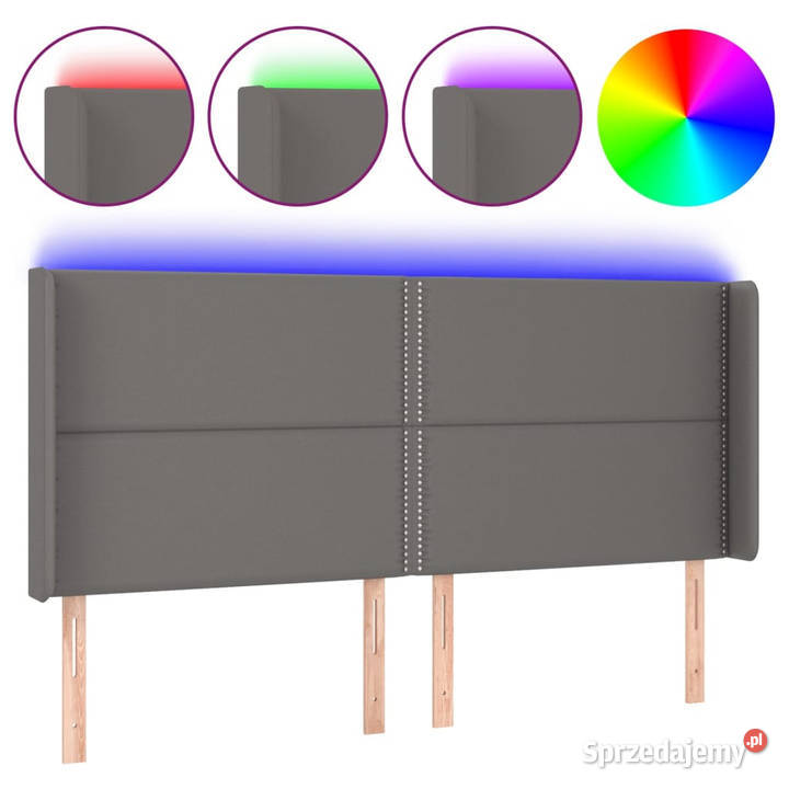 Zagłówek do łóżka z LED szary 183x16x118128 Warszawa