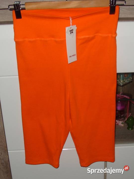 legginsy prążkowane Neonowy pomarańcz r M NOWE Bez wzoru Rawicz
