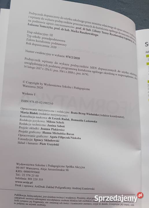 Informatyka 2 liceum i technikum zakr podstawowy