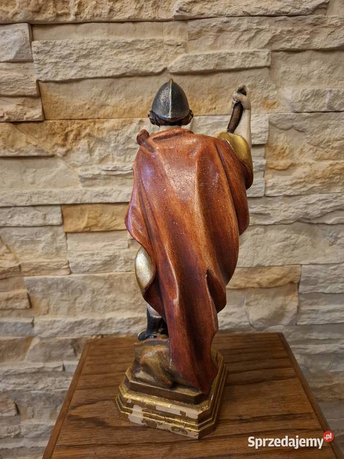 Rzeźba z drewna polichromia Święty Jerzy Rękodzieło Lubień