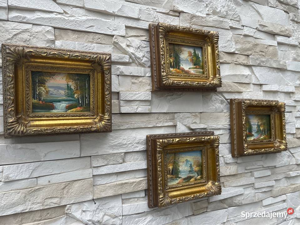 Obrazek malowany obraz drewniana rzeźbiona rama Malarstwo Kłodzko sprzedam