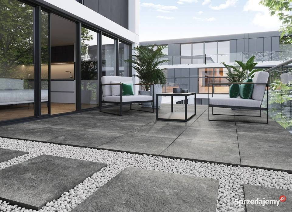 Płytki antracytowe 2 na tarasy 60x60 Tacoma Radom