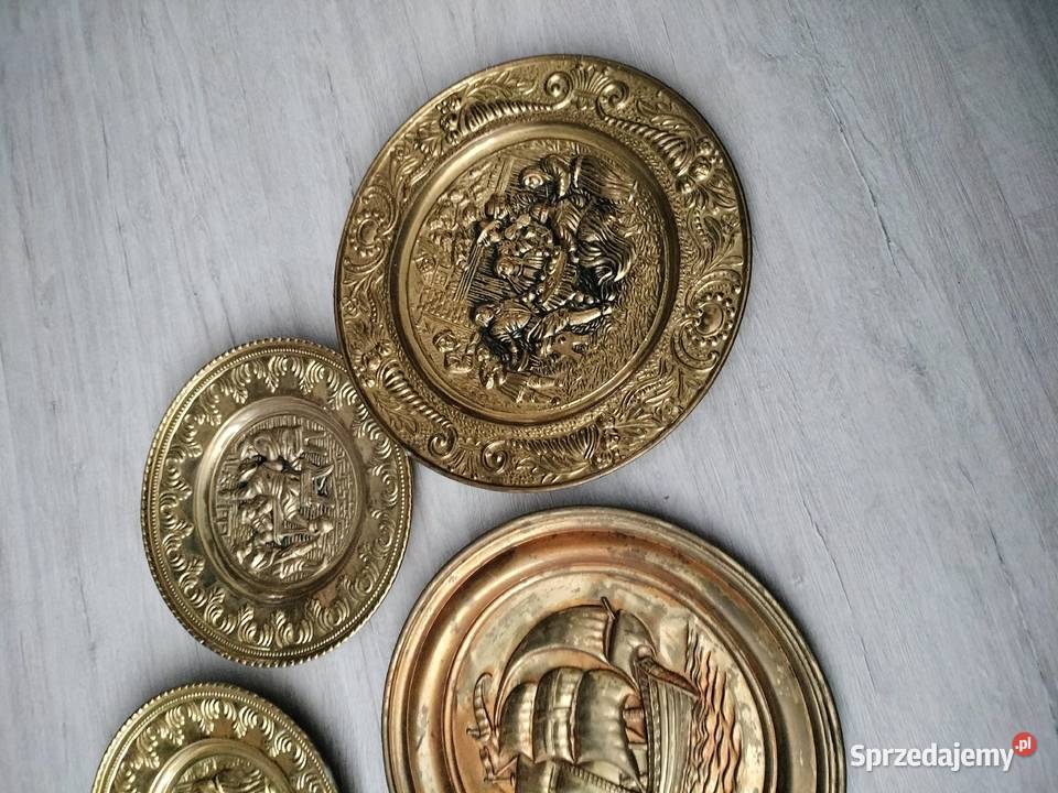 Talerze ozdobne miedziane metalowe miedzioryt Choszczno sprzedam