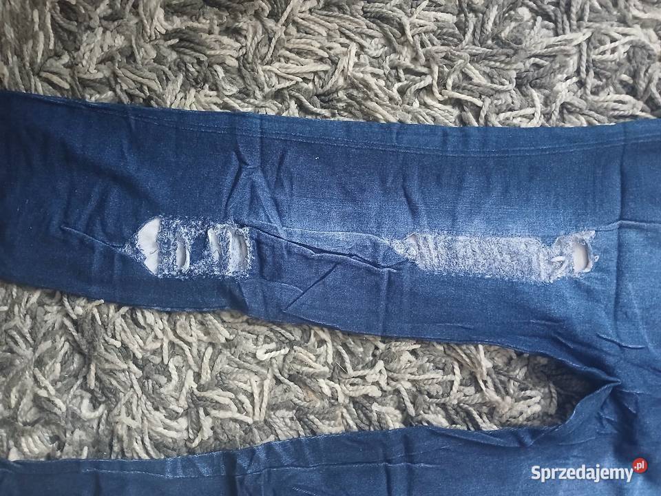 Legginsy imitacja jeansu z dziurami niebieski