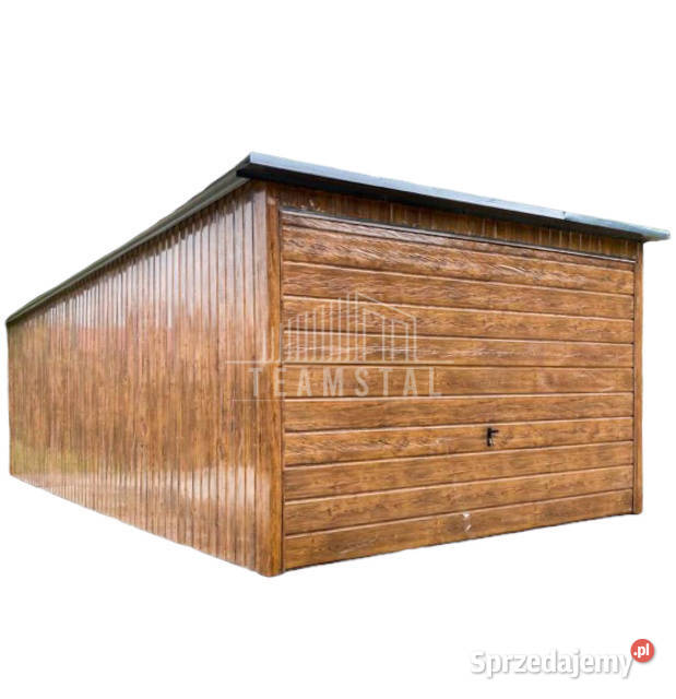 Wolnostojący Garaż Blaszany 3x7 Brama - Drewnopodobny TS152