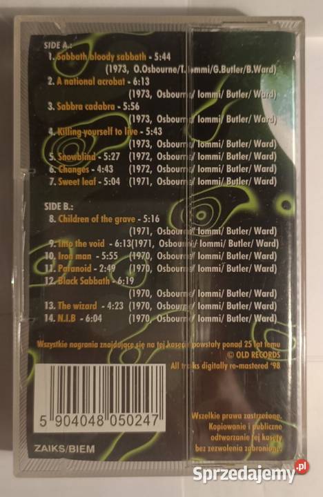 Kaseta magnetofonowa Black Sabbath Greatest hits 1 płyta Warszawa
