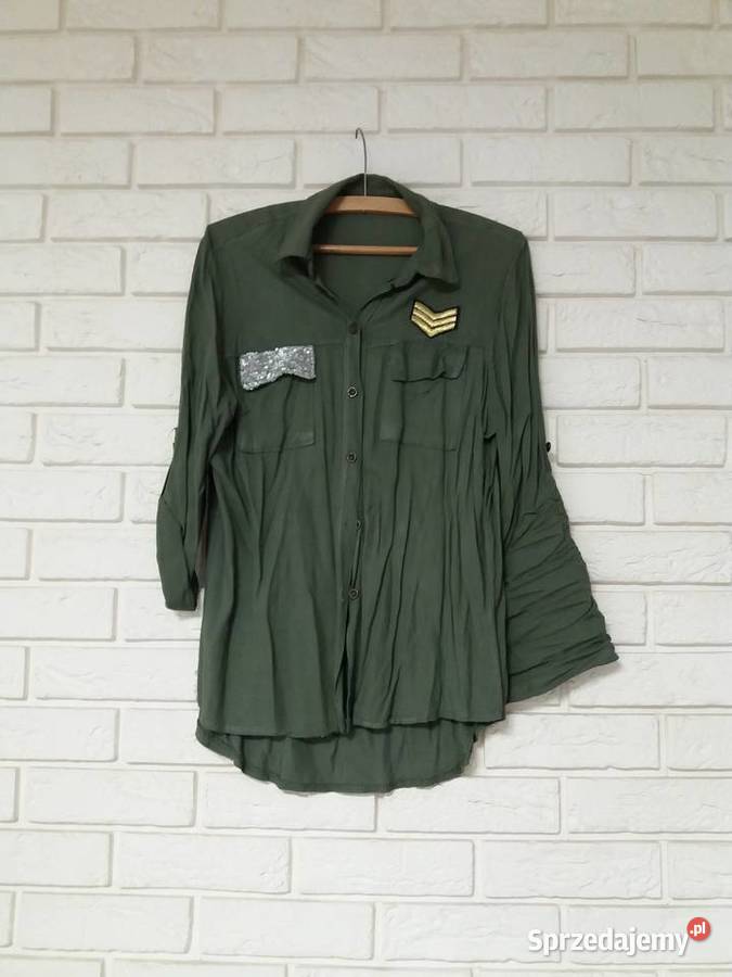 Bluzka z naszywkami kieszenie zielony śląskie Chorzów