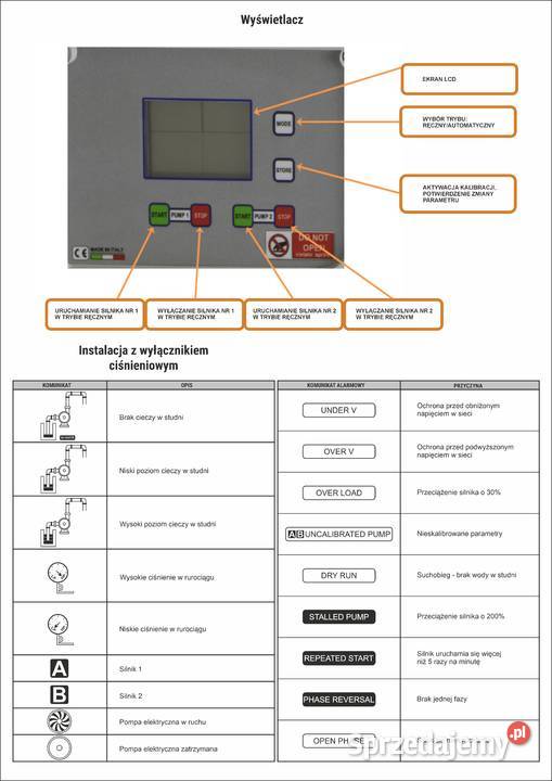 jednofazowy kontrolersterownik 2pompsilników Limanowa sprzedam