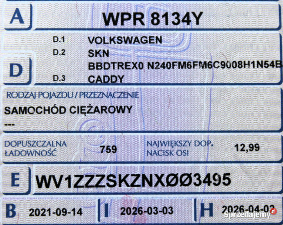 Volkswagen Caddy SalonPL FV23 Hak Lane Assist manualna Caddy Sokołów