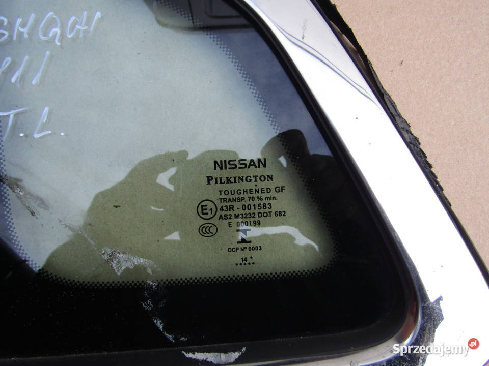 SZYBA KAROSERYJNA TYLNA LEWA NISSAN QASHQAI II