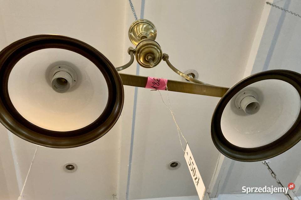 Lampa wisząca z kloszami mosiądz Opole