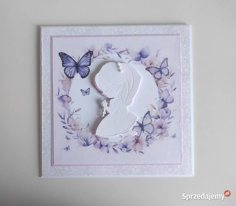 Kartka ręcznie robiona Komunia Święta