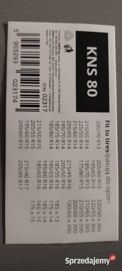 Łańcuch śniegowe AMIO nowe KNS 80 Ruda Kozielska