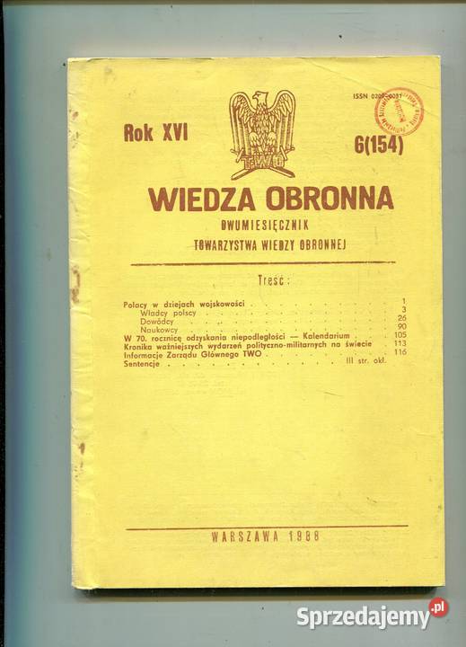 Wiedza Obronna Dwumiesięcznik XVI 6 154 Szczecin sprzedam