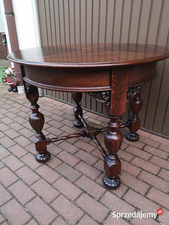 Stół Dębowy Okrągły 99 Unikat Zgrabny Stary