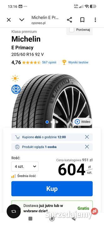 Nowe opony Michelin E Primace Zielona Góra