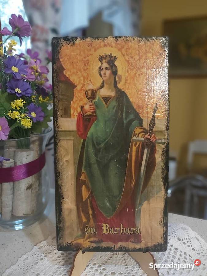 Ikony na desce sw Józef sw Barbara św Faustyna Dobrzechów