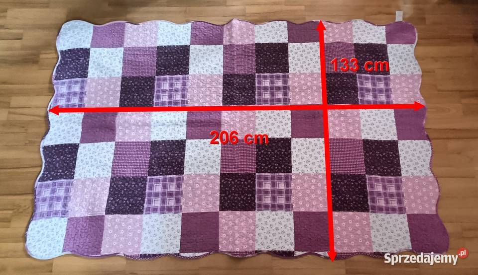 Duża wielokolorowa unikatowa dwustronna narzuta