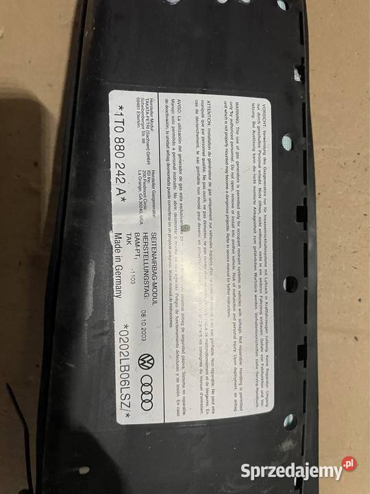 Poduszka airbag fotela prawa 1T0880242A audi a3 zachodniopomorskie Szczecin
