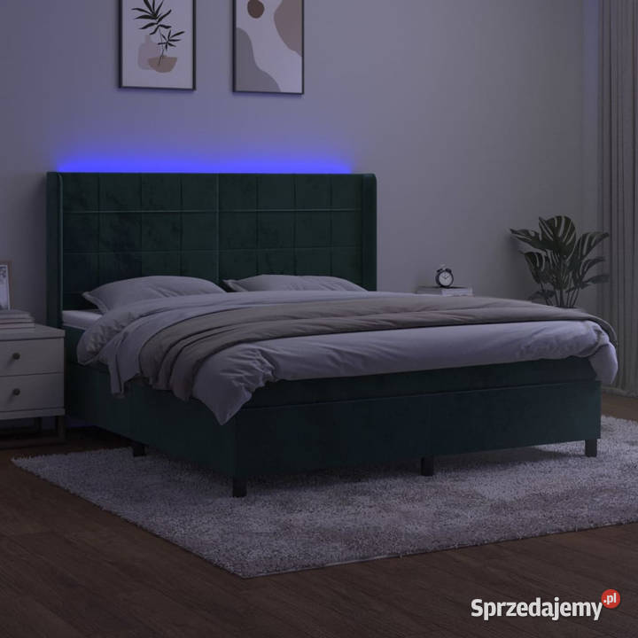 Łóżko kontynentalne z materacem i LED zielony 183cm Warszawa sprzedam