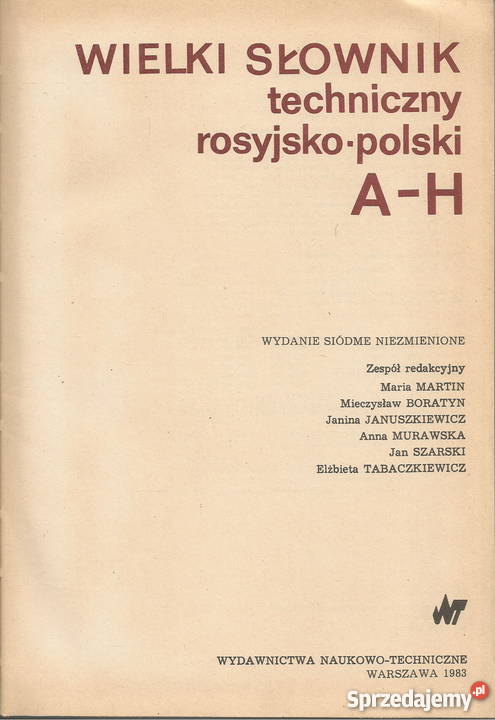Wielki Słownik Techniczny rosyjskopolski wydanie Tarnów