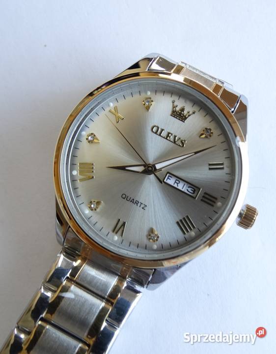 Klasyczny zegarek męski Olevs 40mm srebrno złoty sprzedam