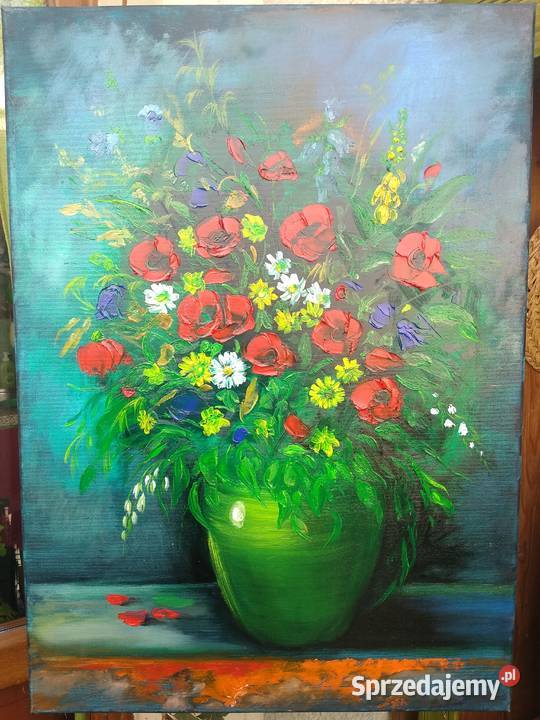 Obraz olejny kwiaty Kraków sprzedam
