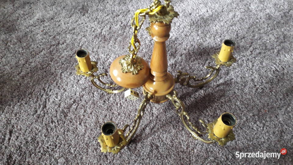 Stary pięcioramienny żyrandol mosiądz mazowieckie Warszawa