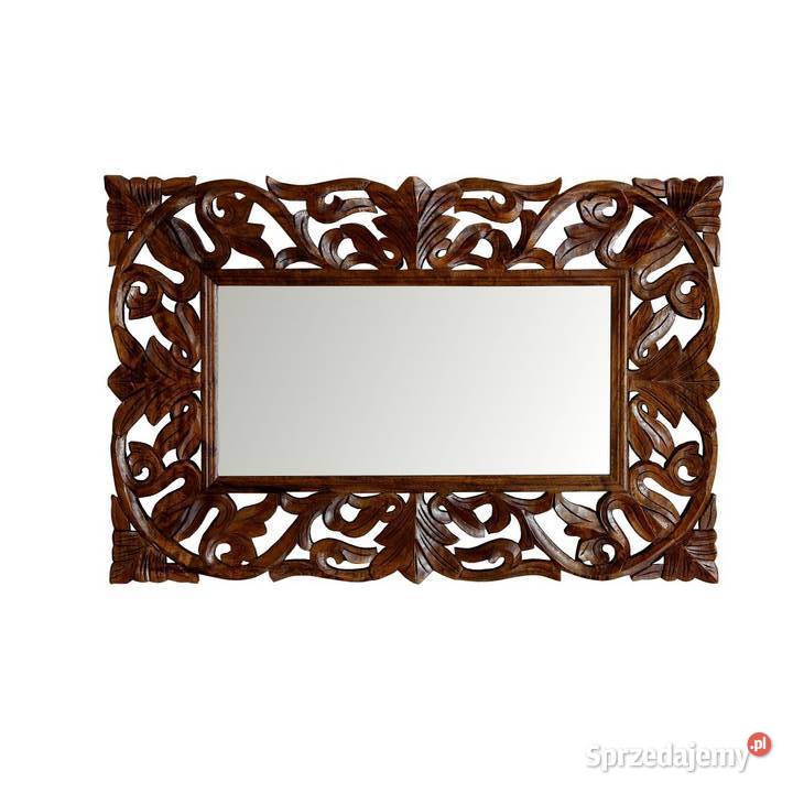 Małe dekoracyjne drewniane brązowe lustro 90x60 Lublin