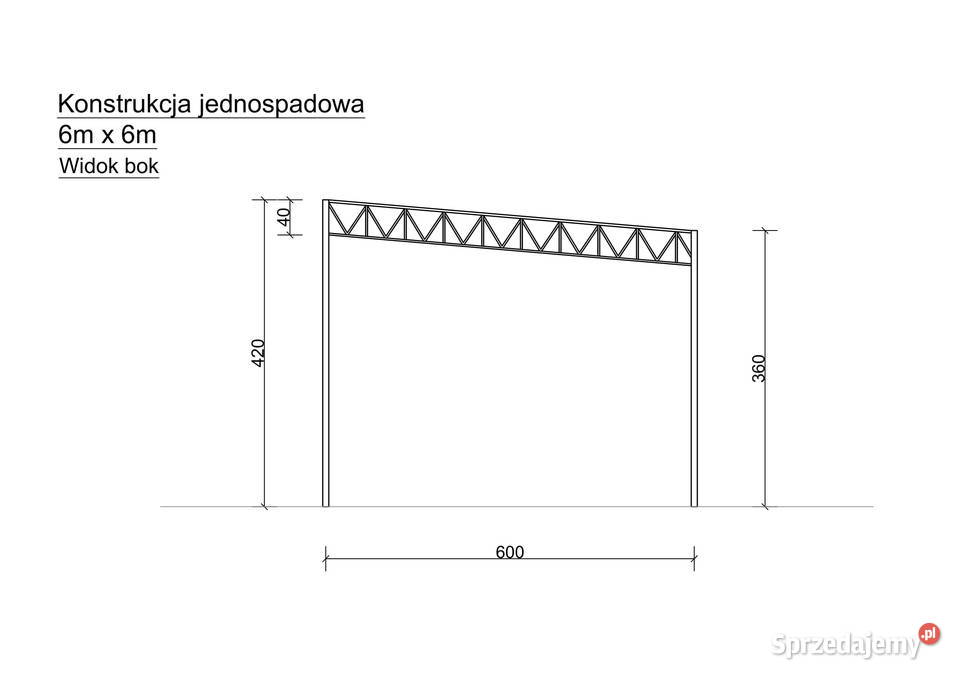 Konstrukcja Stalowa 6x6 Wiata Hala Garaż Carport
