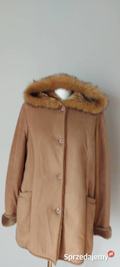 Beżowy kożuszek sztuczne futro xxl