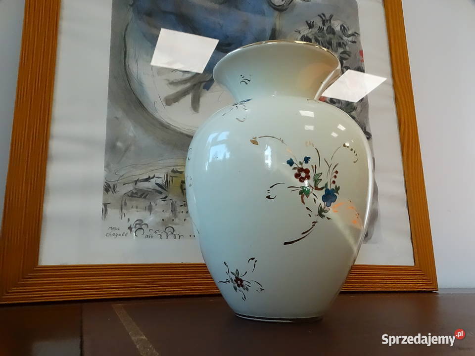 Elegancki wazon ceramiczny vintage retro motyw Biłgoraj