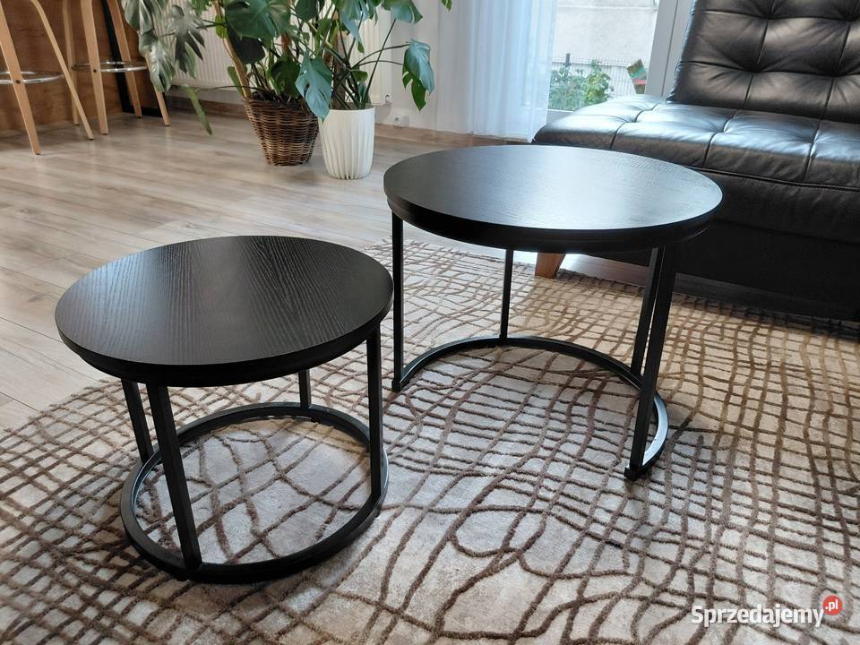 Stoliki Kawowe Loft Zestaw 2w1 Okrągłe Dąb Głogówek