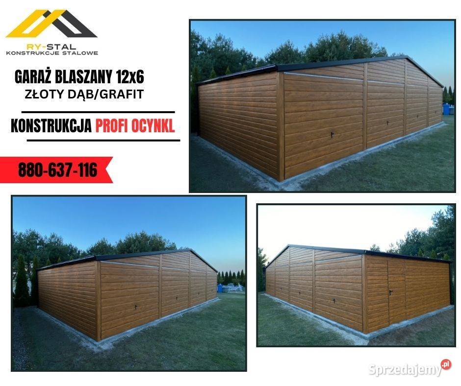 Duży Garaż Blaszany 12x6 WIATA HALA MAGAZYN 4 blacha Karczew