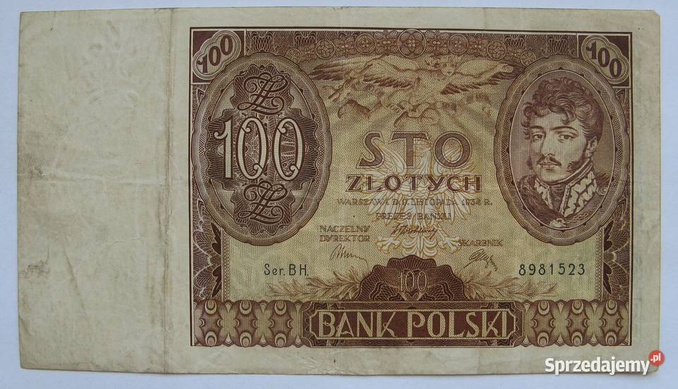 100 złotych 1934 zestaw 3 Dąbrowa Górnicza