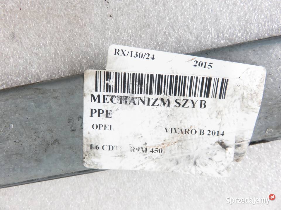 PODNOŚNIK SZYBY PRAWY PRZEDNI OPEL VIVARO B 2014