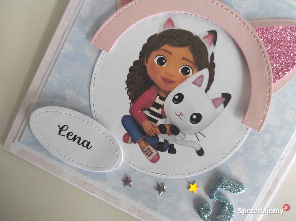 Kartka ręcznie robiona urodzinowa Koci Domek Łódź