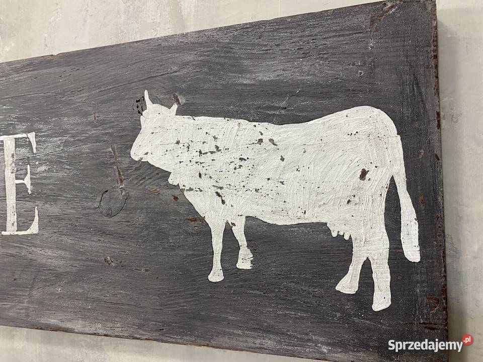 Szyld Farmhouse grafika krówki ręcznie malowany Śrem