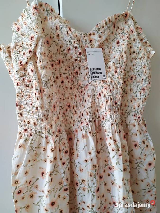 Sukienka w kwiaty bawełna HM 44 XXL midi Koszalin sprzedam