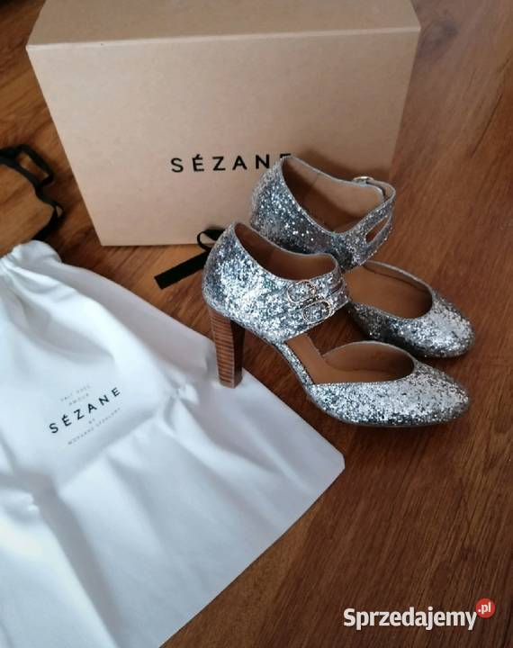 śliczne srebrne czółenka 37 Sezane czarny Lublin