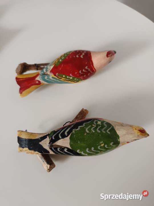 Drewniane ptaszki na gałęzi rękodzieło ludowe Koronowo sprzedam