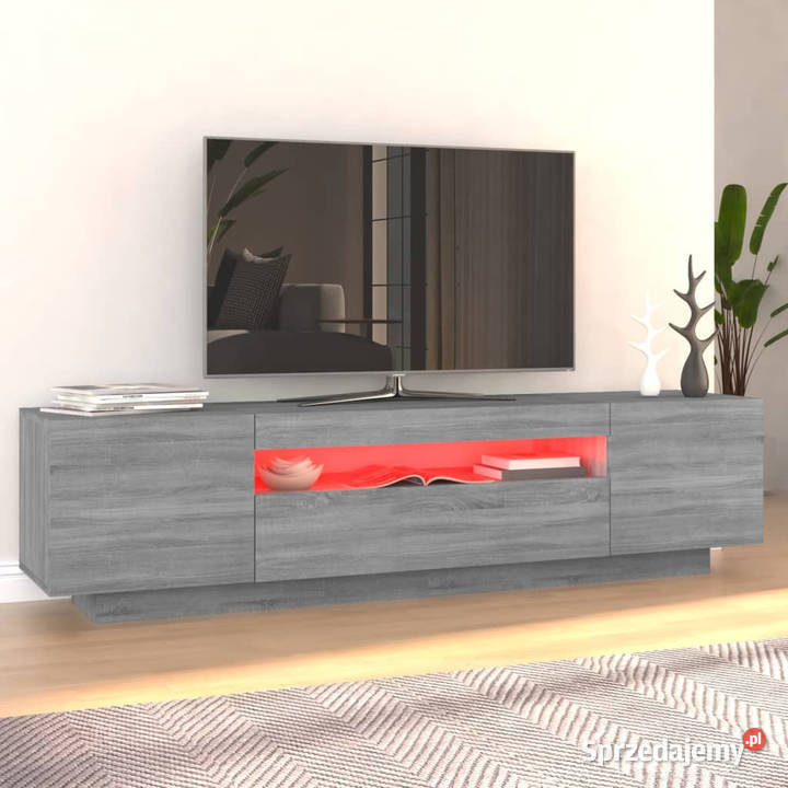 Szafka TV z oświetleniem LED szary dąb sonoma