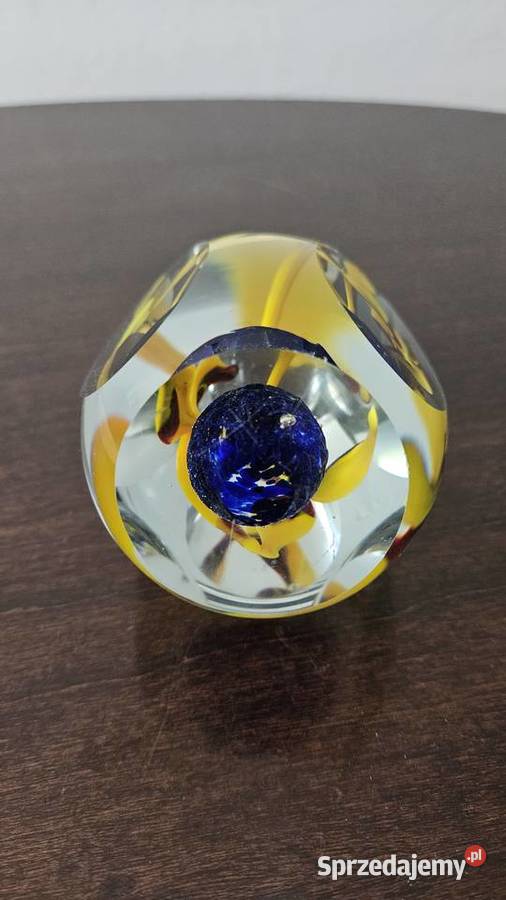 Kula Przycisk Szklany 9 x Szlif 3 Kwiaty Krosno