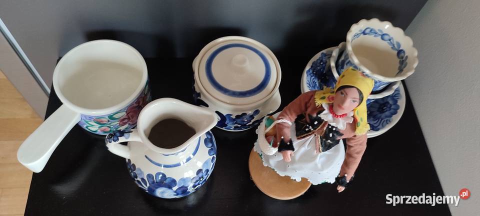 Piękna porcelana Fajans komplet nowa i Lalka PRL Warszawa