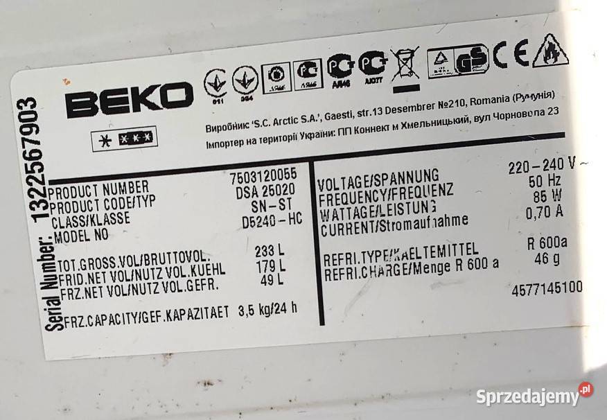 Lodówkę Beko DSA 25020 Sprzedam Konstancin-Jeziorna