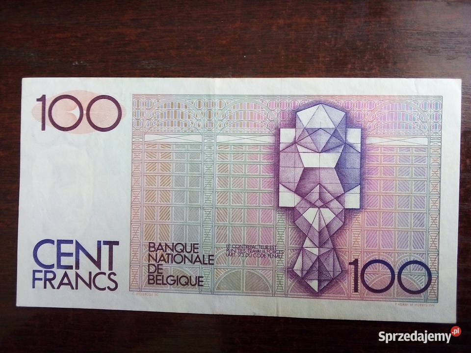 Banknot 100 franków Belgia Płońsk