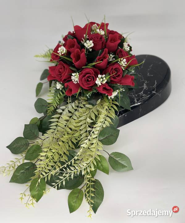 Wiązanka nagrobna z czerwonych róż elegancka Latosówka