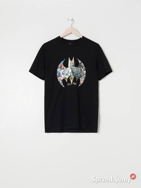 czarny tshirt męski z nadrukiem Sinsay Rozmiar M małopolskie