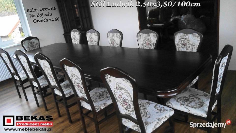 Duży Stół i 12 Krzeseł STylowy Komplet Mebli do